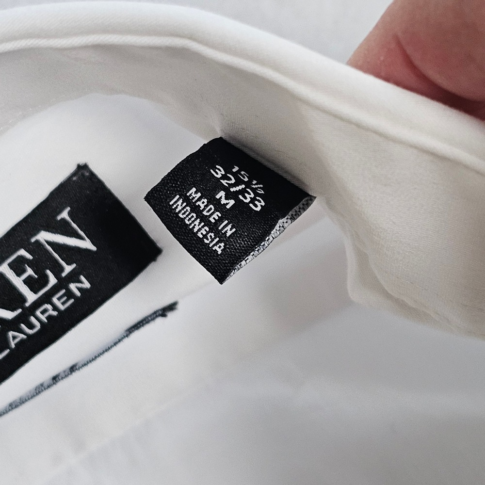 Lauren Ralph Lauren Mens Slim Performance Stretch Dress Shirt White 15.5 32/33 - Picture 8 of 9